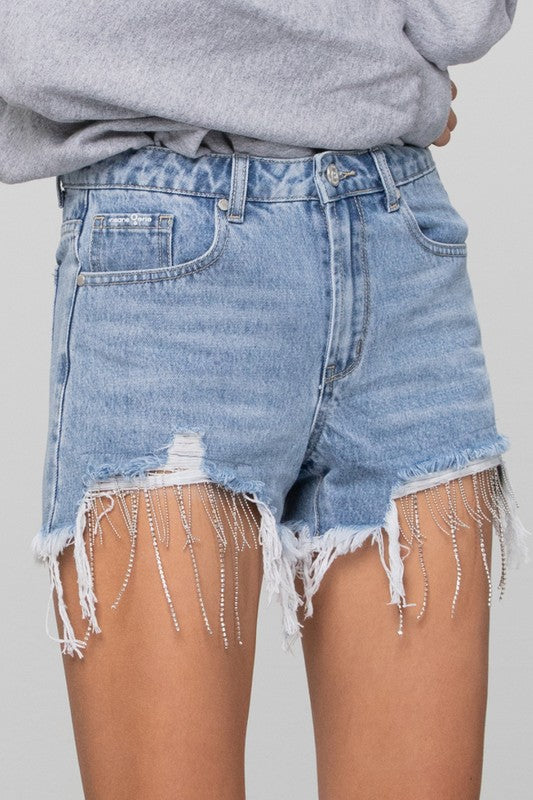 Crystal Glam Denim Shorts